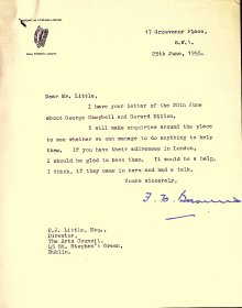 Letter from His Excellency F.H. Boland, Irish Ambassador, London to the Arts Council
